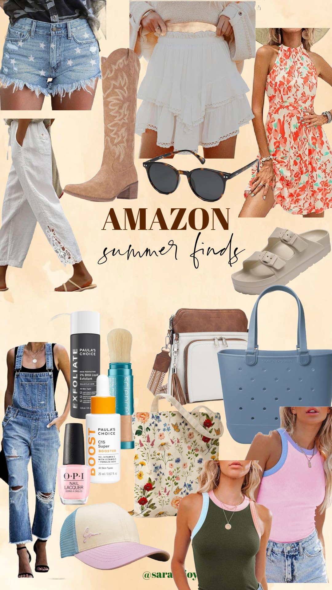 Summer fashion finds from Amazon. Country concert outfit, summer bags, summer dress, overalls. 