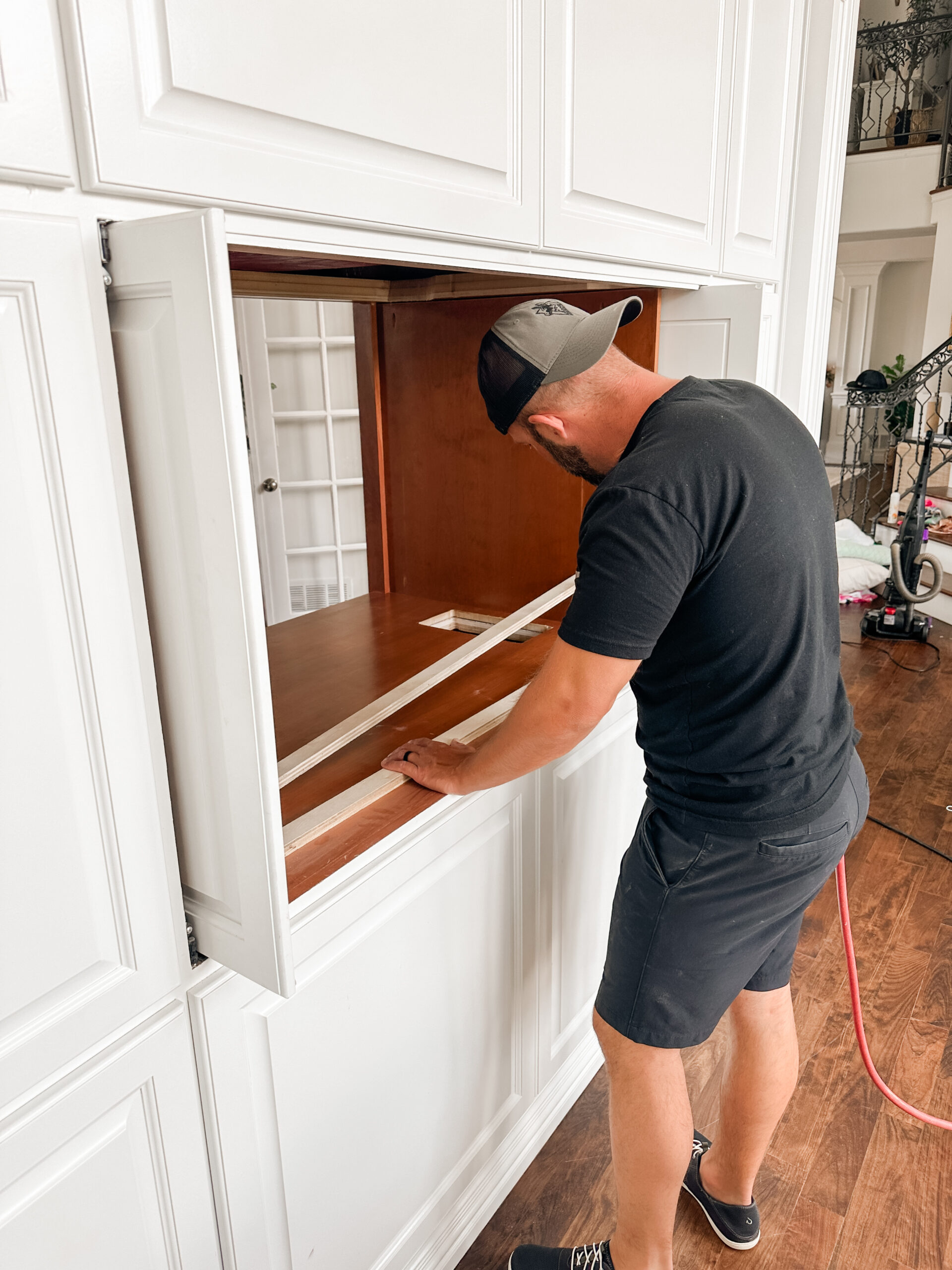DIY Built-In Cabinet Transformation--Part 1. Living room media cabinet DIY.