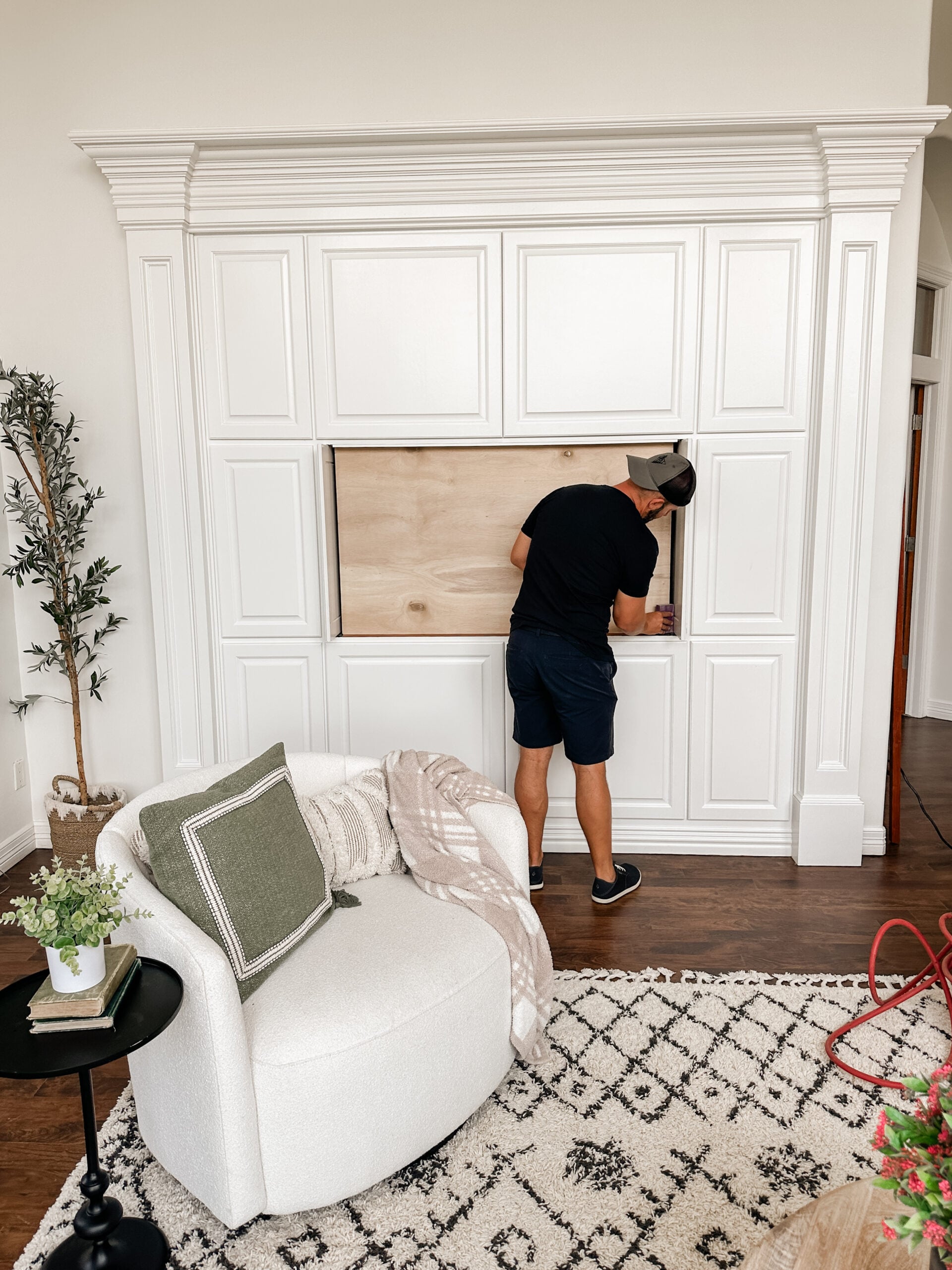 DIY Built-In Cabinet Transformation--Part 1. Living room media cabinet DIY.