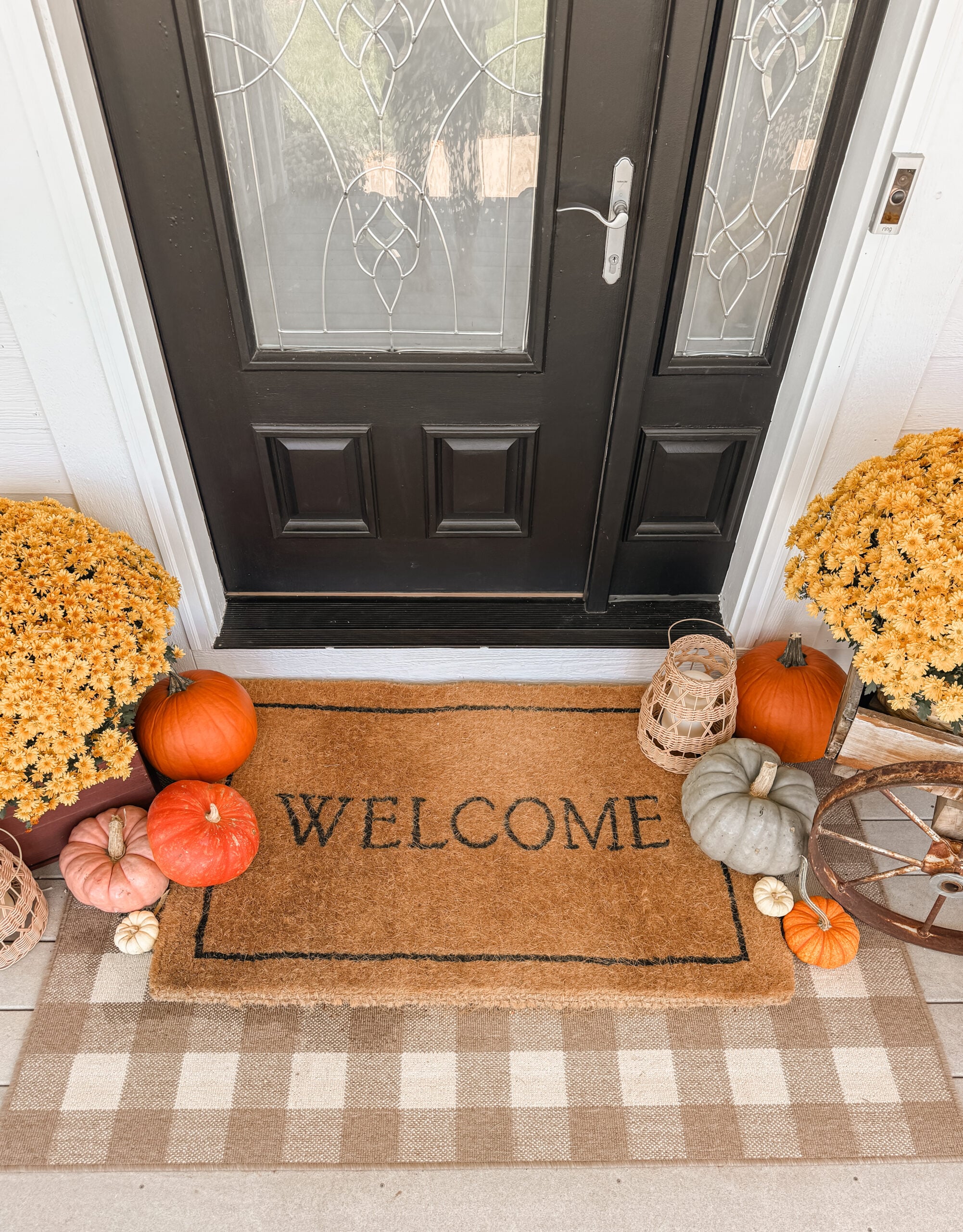 Fall front porch rugs. This welcome mat is huge--it's 48" wide.