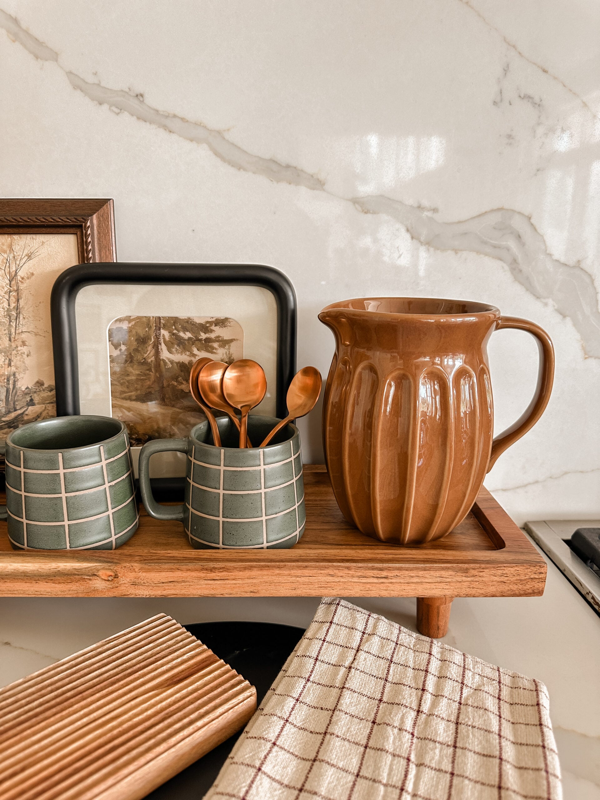 Fall Inspired Coffee Bar Idea. Cozy fall decor idea for kitchen.