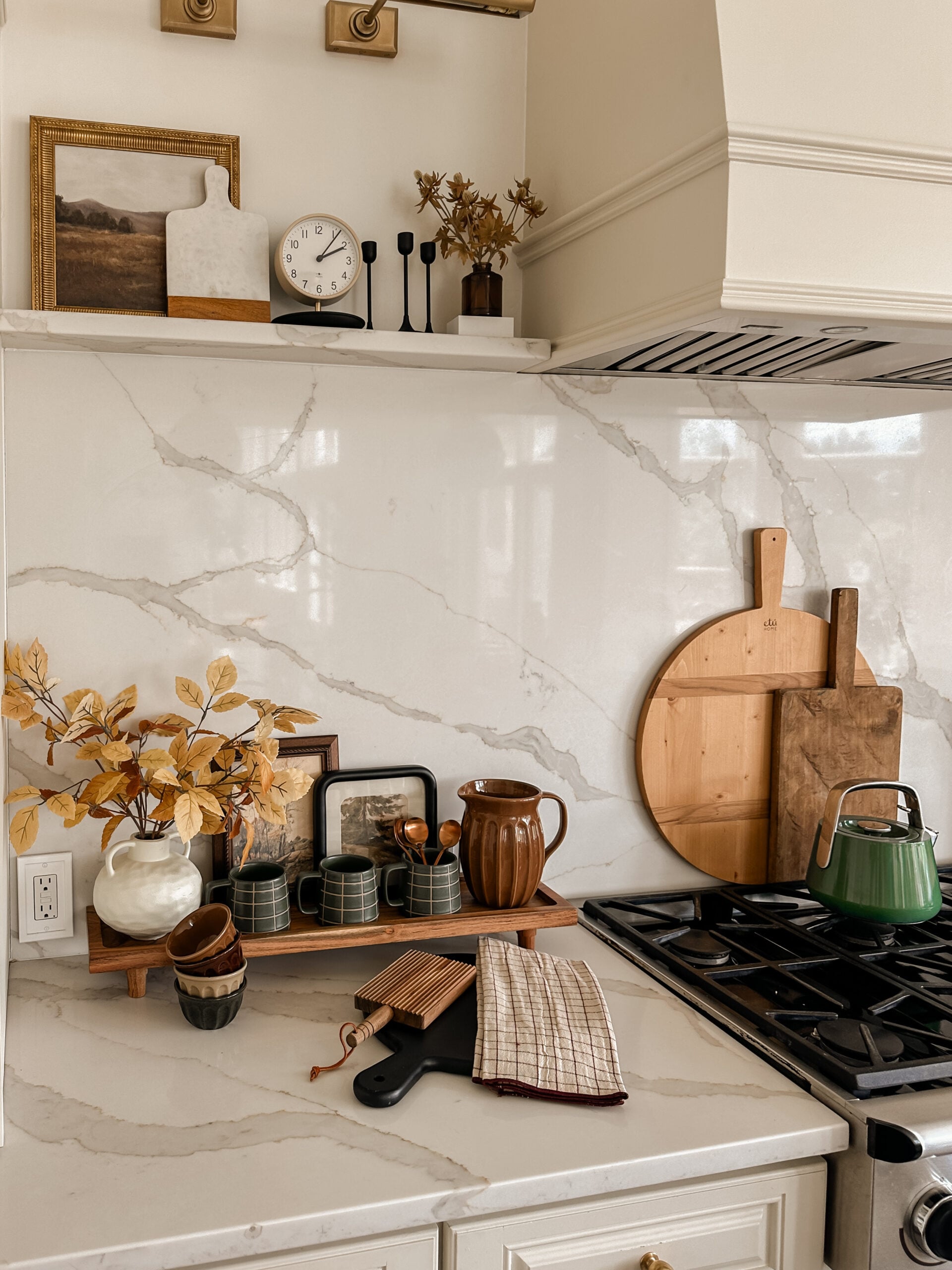 Fall Inspired Coffee Bar Idea. Cozy fall decor idea for kitchen.