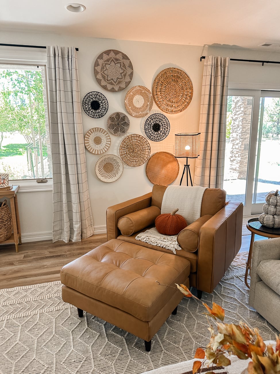 Fall Basement Decor + Amazon Maple Trees. Fall decor ideas for living room.